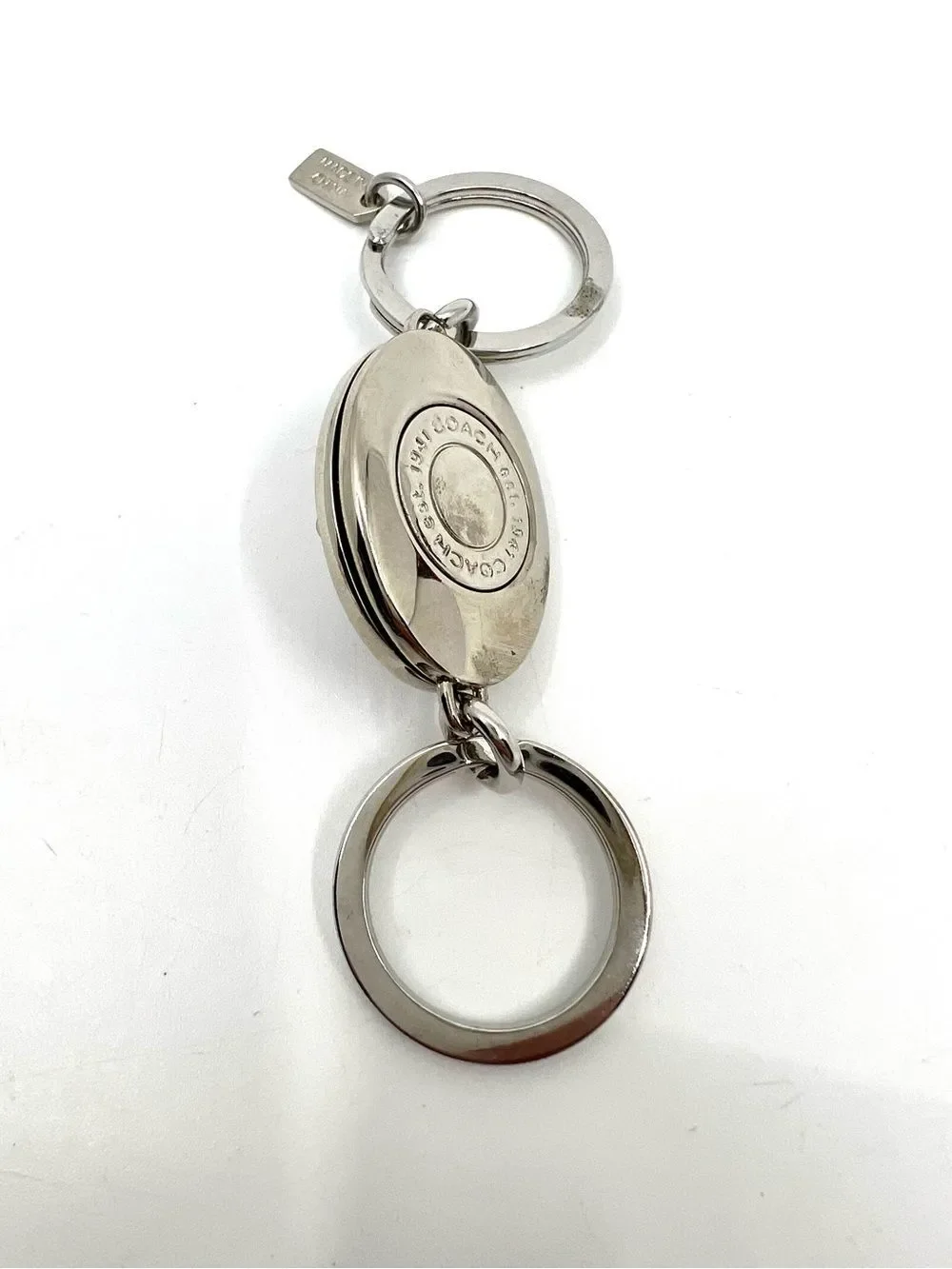Coach Y2K Oval Purple Turnlock fob double valet keychain bag charm - like New